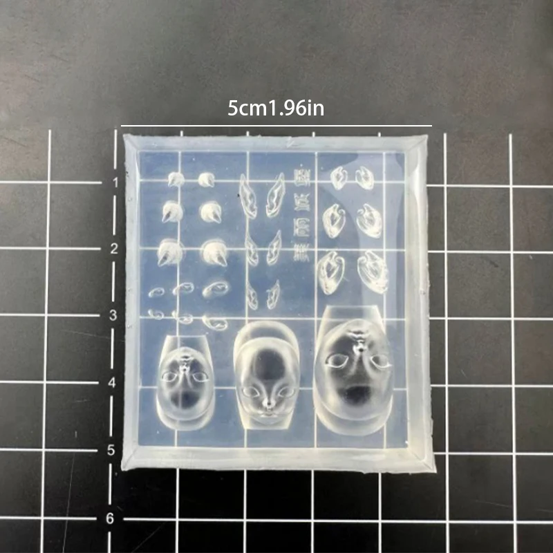 Molde de silicona en forma de máscara facial acrílica 3D, 1 unidad, para decoración de uñas, diseño DIY, plantilla de silicona para decoración de uñas