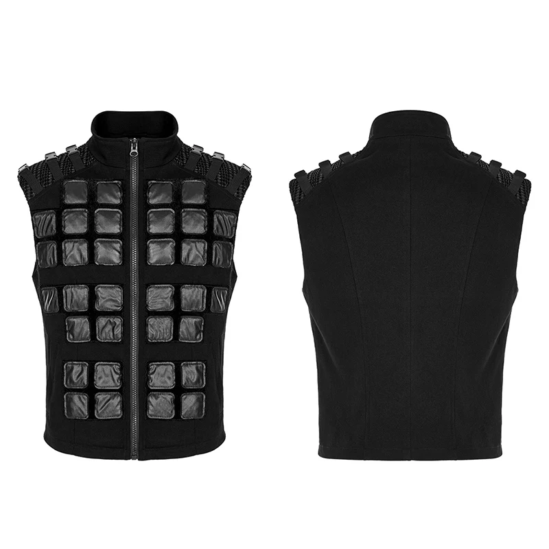 Punk Rave Rock Black Post-apocalyptic style Men\'s Vest Casual Stage Performance Costumes WY1448