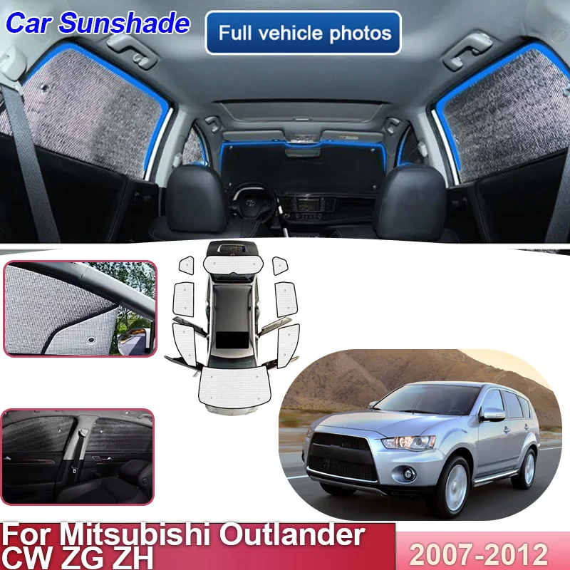 Car Sunshade For Mitsubishi Outlander CW ZG ZH 2009 2007-2012 Full Coverage Sun Shade Anti-UV Cover Reflective Car Accessories