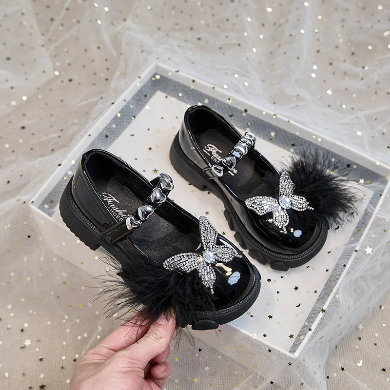 

Fashion Girls' Diamond Princess Shoes 2025 Autumn New Kids Leather Shoes Simple Versatile Girls Casual Shoe Zapatos De Mujer