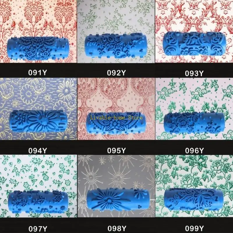 

5" Embossed Paint Roller Sleeve Wall Texture Stencil Brush Pattern Decor 095Y B46D