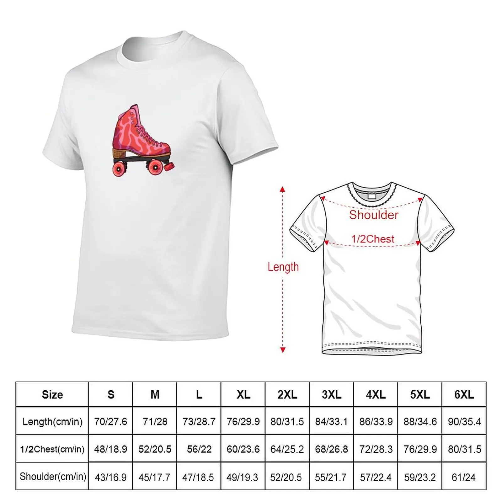 Pink and Red Strawberry Cow Print Pattern Roller Skate T-Shirt shirts graphic tees tshirts personalised compression shirt men