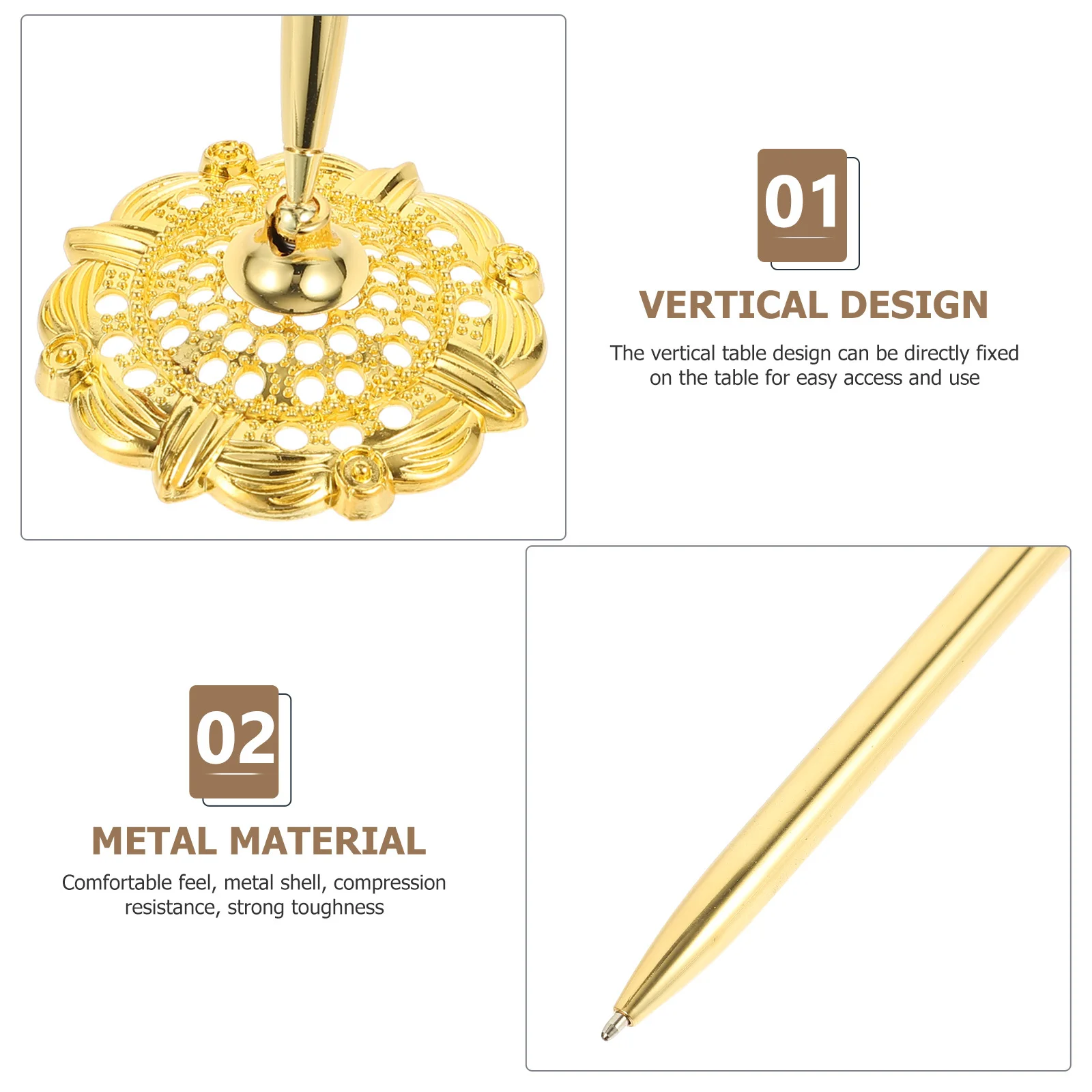 

2Pcs Decorative Ballpoint Sign Pens Vertical Table Stand Business Office Use Professional Daily Writing Pen Set