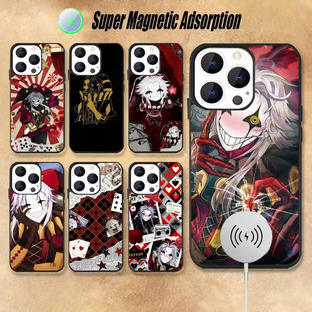 The F-Freak Circus Pierrot Magnetic Wireless Charging Black Phone Case For iPhone 18,17,16,15,14,13,12,Pro,Max,Plus,Mini