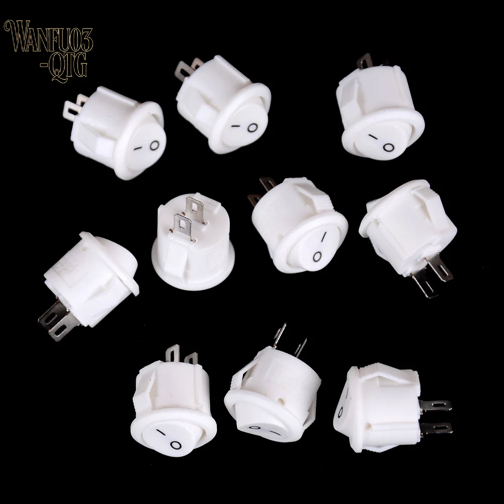 Hot Sale 10Pcs 16mm Diameter White Round Boat Rocker Switches Mini 2Pin ON-OFF Switches 3A/250V