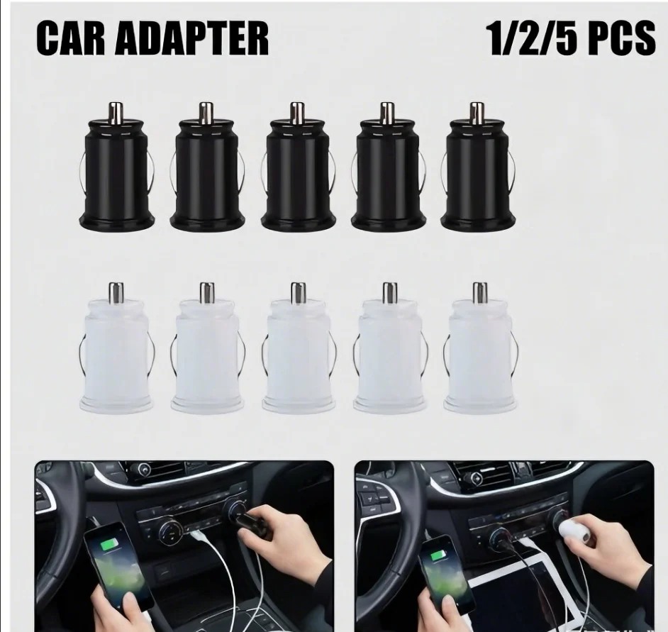 Dual-USB-Autoladegerät 5A Schnellladung 2-Port 12-24V Zigarettenanzünderbuchse USB-C-Adapter für Alle Smartphones