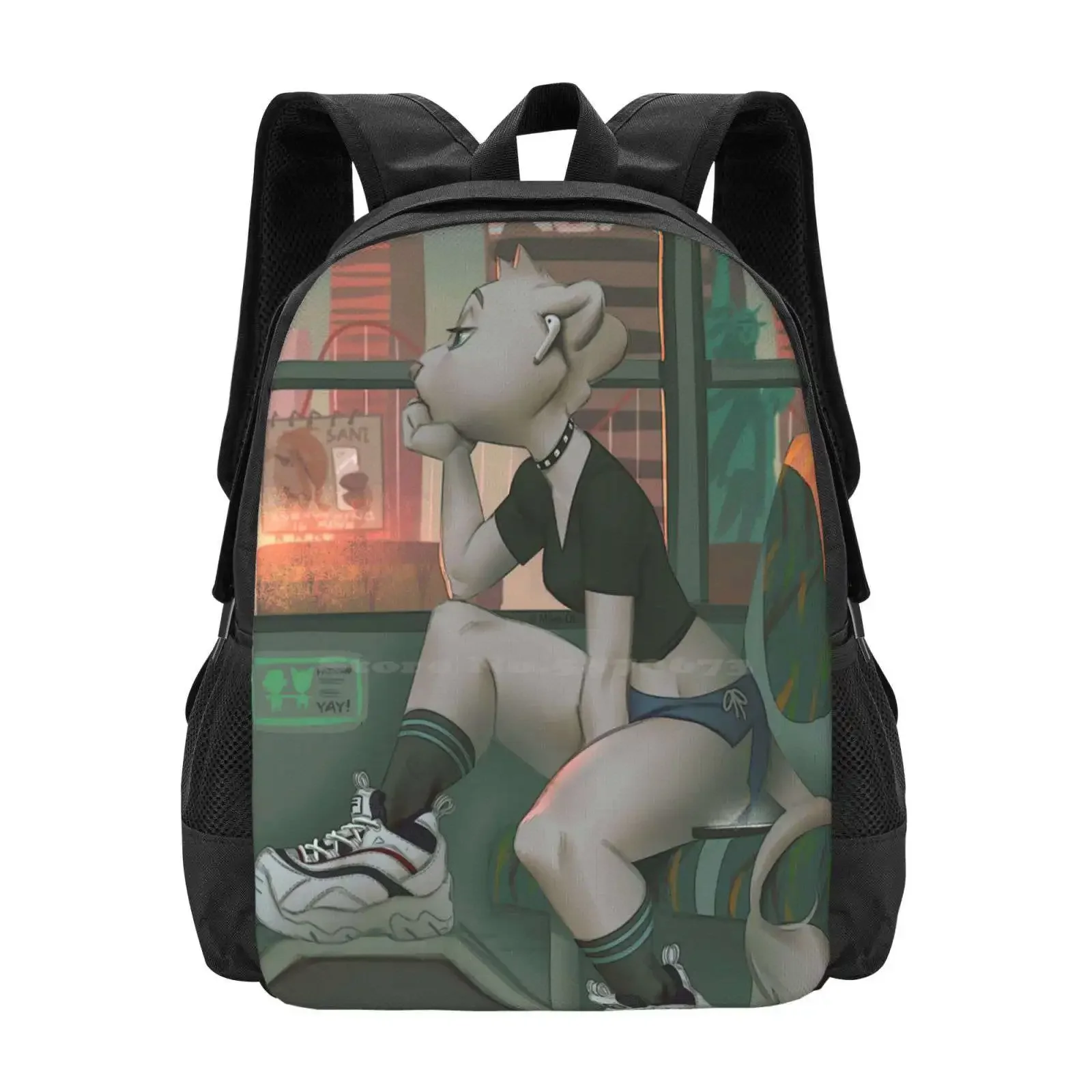 

Safe And Sound Hot Sale Schoolbag Backpack Fashion Bags Furry Anthro Lioness Sneakers Sad Bus Punk Routine