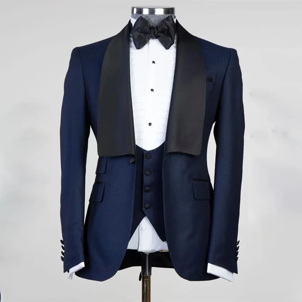 

3 Pieces Formal Men's Suit Jacket Pants Vest Wedding Groom Tuxedo High Quality Male Clothing Dinner Party Elegant Blazer Sets
