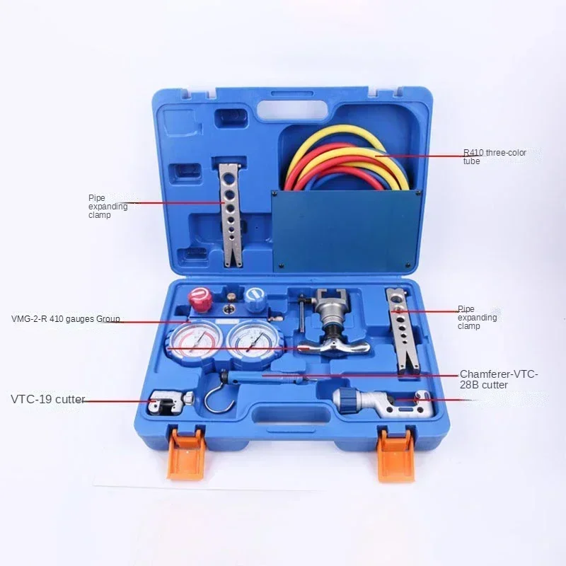 

Excellent Sharing Good VTB-5B Combination Toolbox Manifold Gauge Set Flaring Chamfer Cutter Refrigeration Integrated Flaring Too