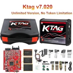 Ktag-programador ecu 2024 KTAG V7.020 V2.25, rojo, PCB, rojo, Europeo, punto ilimitado, Networkable en línea, KESS V5.017