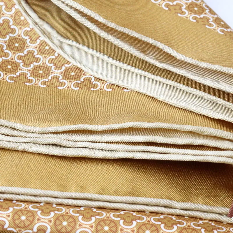 High-end Elegant Women's Plaid Print Quality 14MM Twill 100% Mulberry Silk Hand Rolled Edge Versatile Large Square Scarf Shawl
