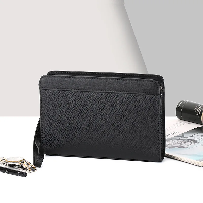 

New Men's Genuine Leather Clutch Bag, Large Capacity Top Layer Cowhide Business Handbag