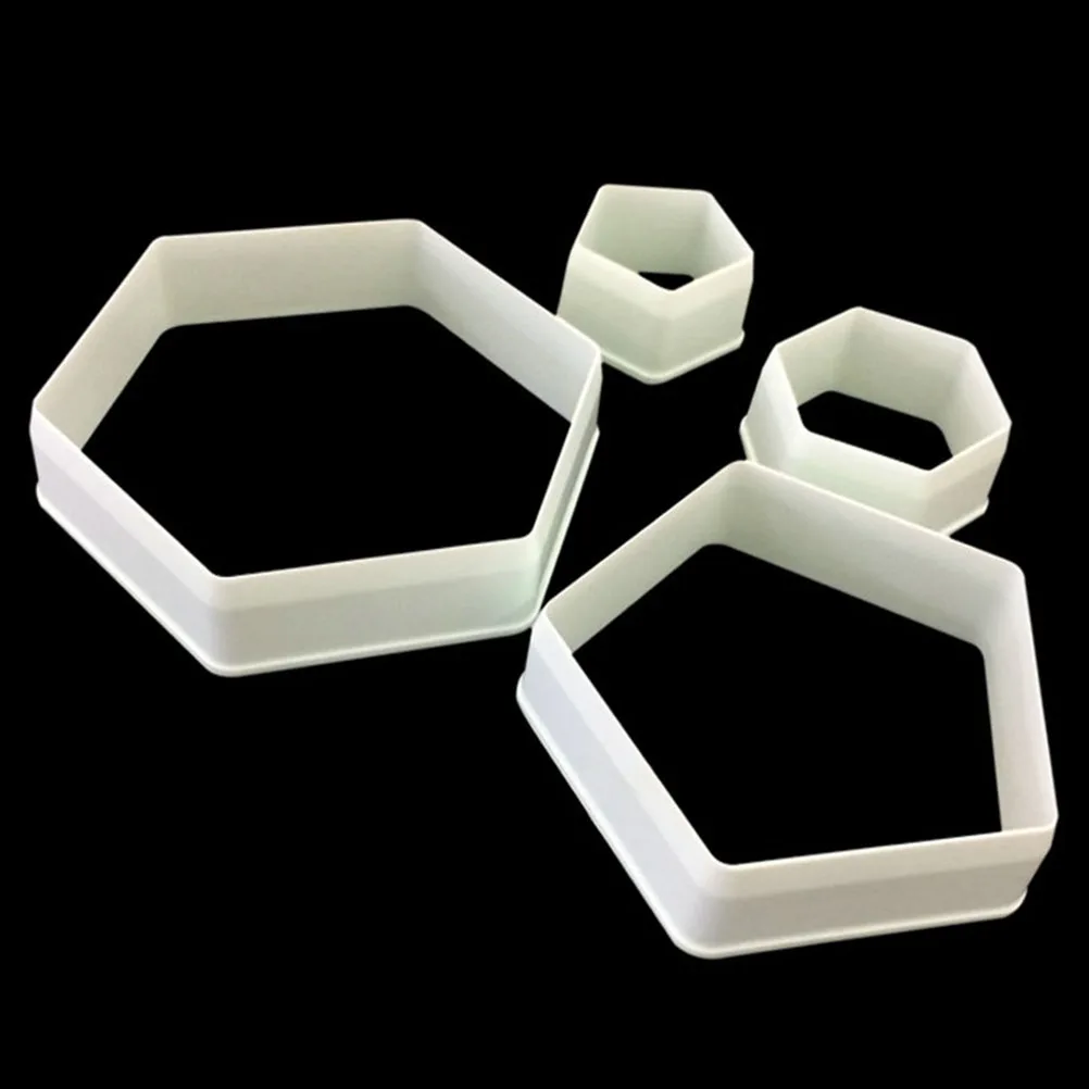 

4pcs Football Cake Molds Soccer Fondant Cutters Cookie Craft Clay Hexagon Shape Premium Plastic Non Toxic Dust Resistant Cookie