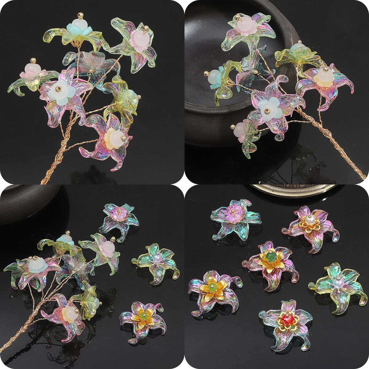 

12Pcs Acrylic Beads Clear Beads Loose Spacer Beads Charms For Crafts DIY Necklace Bracelet Jewelry Making Accessories Materials