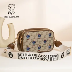 Beibaobao 2024 nowa wszechstronna dorywczo pojedyncza torba na ramię Crossbody Retro kreskówka niedźwiedź torba Trend w modzie torba damska torebka