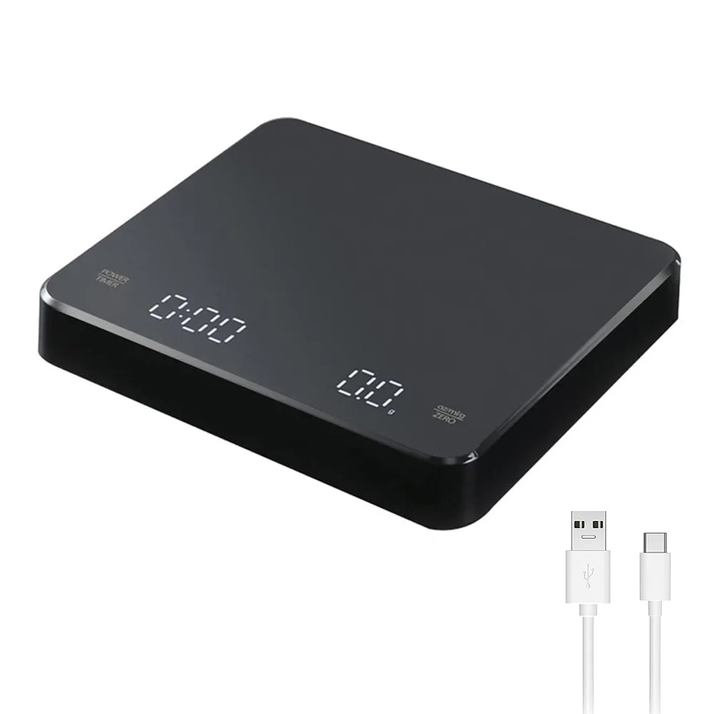 Digitale koffieweegschaal met timer LED-scherm Espresso USB 3 kg Max. Wegen 0,1 g Hoge precisie Maatregelen in Oz/ml/g Keukenweegschaal
