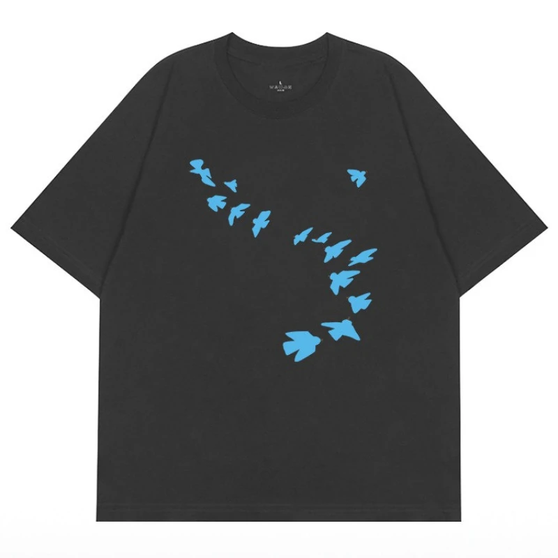 2026 Deviation From The Flight Path Bird Short Graffiti Round-neck T-shirt Simple Design for Both Men Women Summer Clothing