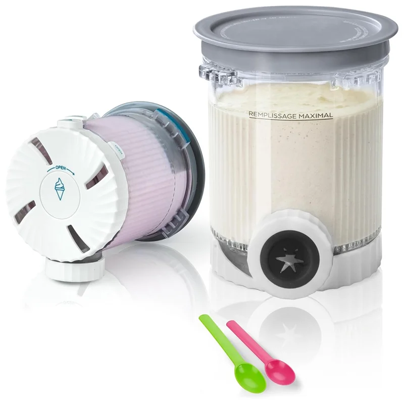 

Набор из 4 контейнеров для мороженого FGGS с крышками и ложками для аппаратов Ninja NC701 NC700 Series Swirl Creami, емкость 16 унций