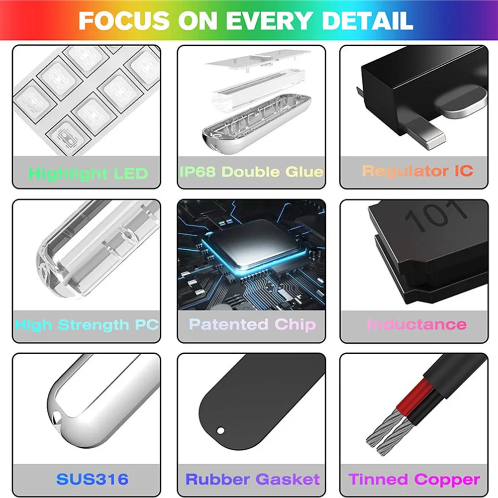 

42LED Yacht Underwater Light Stainless Steel Sailing Signal Light 10-30V Marine Boat Lamp IP68 Waterproof Yacht Boat Accessories