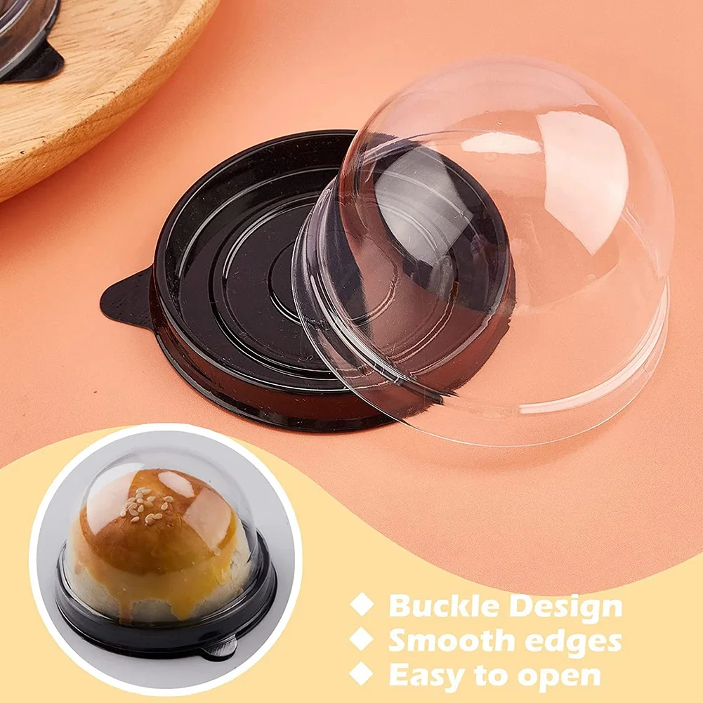 50 Pack Mini Cupcake Containers Clear Plastic Cake Box with Dome Lids for Muffin Mooncake Dessert Cheese Pastry