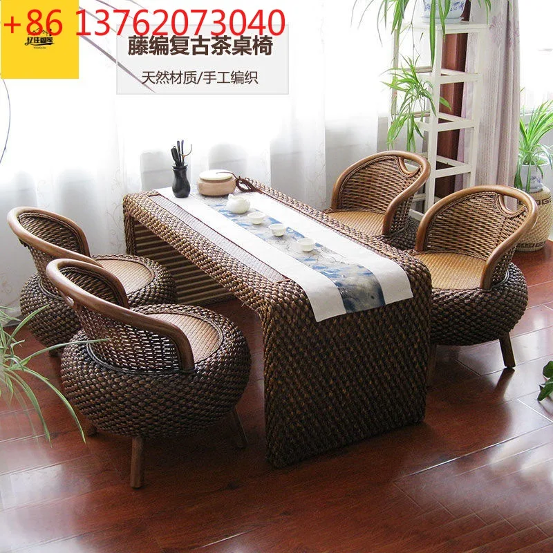 

Простой журнальный столик из ротанга для гостиной, антикварный чайный столик на балконе