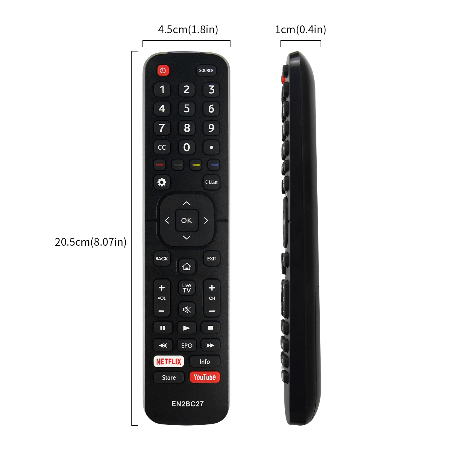 EN2BC27 Replace Remote with Netflix YouTube fit for Hisense Smart LCD LED TV H32A5840 H43AE6030 H32B5600 H39AE5500 H40B5600 TV E