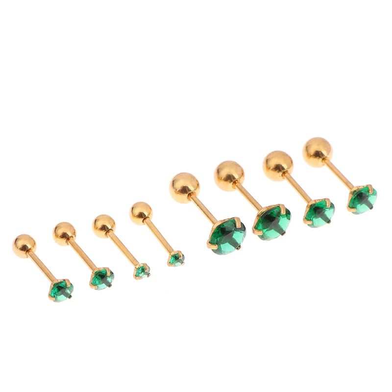 1 Pair Alloy Earrings Zirconia Ear Cartilage Green Spiral Piercing Labret Lip Stud Womens Jewellery