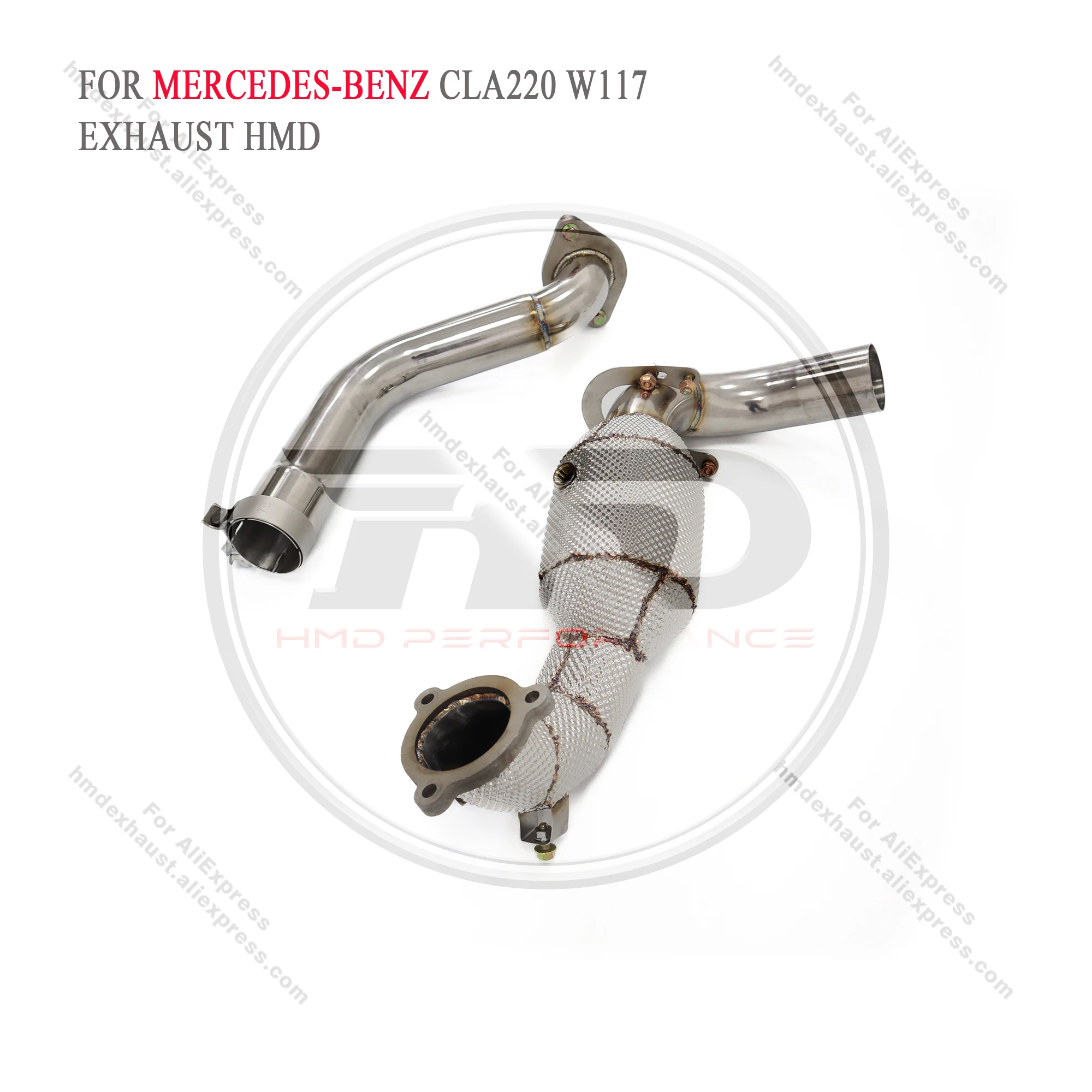 HMD stainless steel exhaust system downpipe high flow baffle is suitable for Mercedes Benz CLA220 w117 auto parts