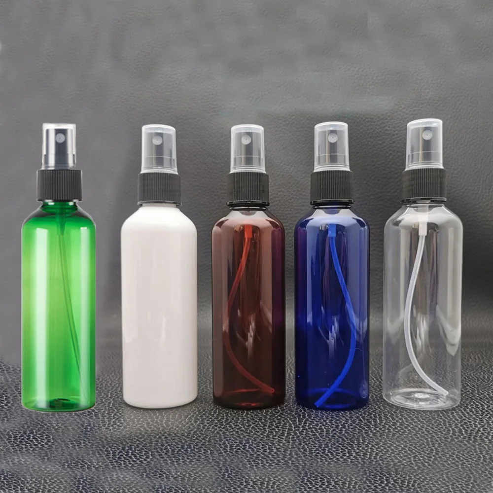 5pcs 120ml Refillable 5 color available plastic bottle with black pump sprayer Plastic Portable Spray Perfume Bottle