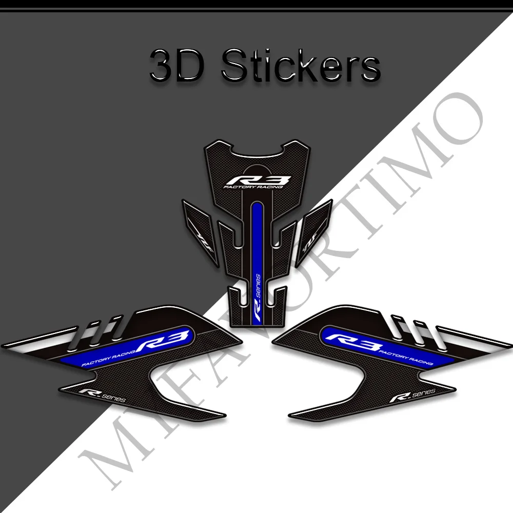 Motocley  For YAMAHA YZF R3 YZF-R3 YZFR3 Tank Pad Side Grips Gas Fuel Oil Kit Knee Stickers Decals Protector 2019- 2022