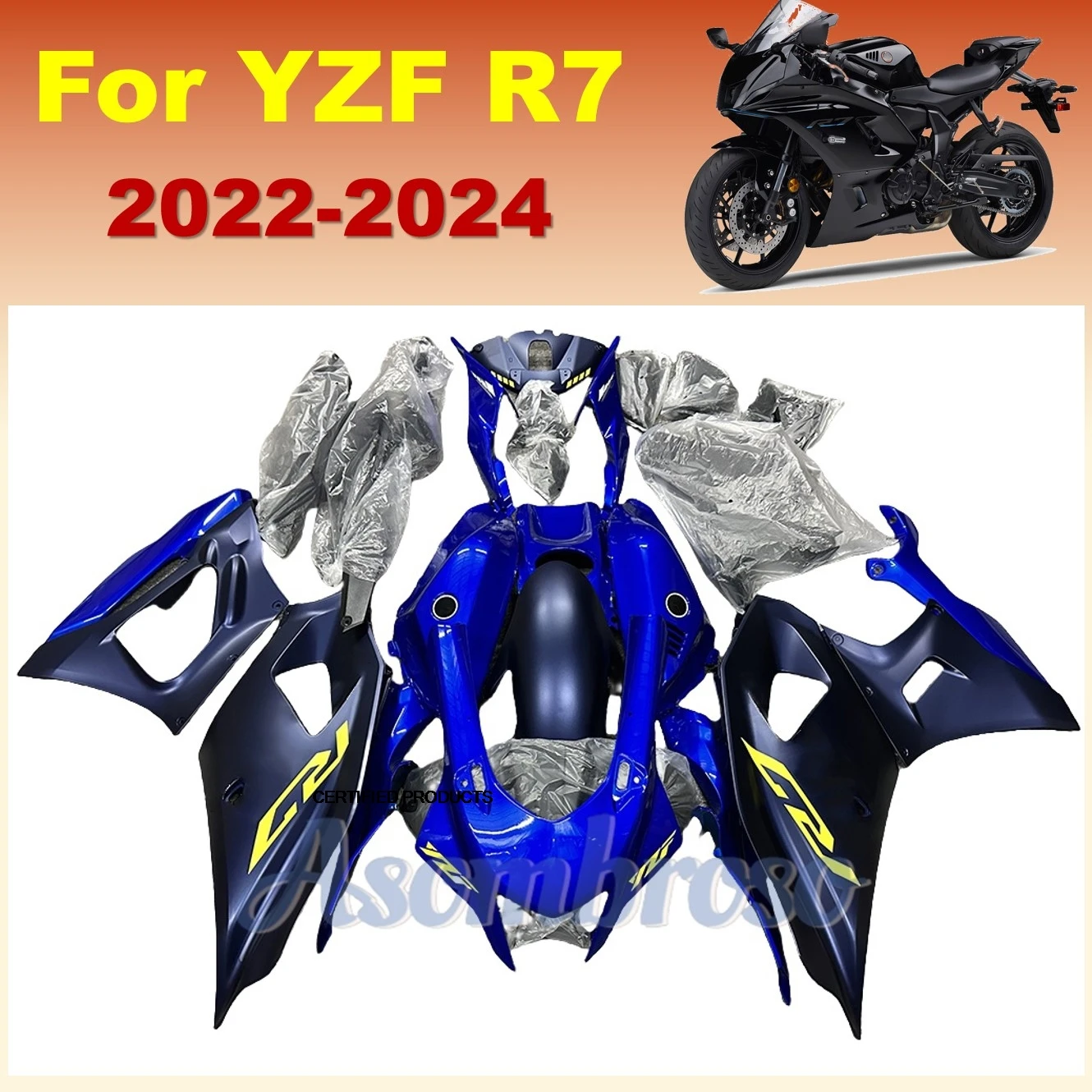 

New Motorcycle Parts Fairing Kits for Yamaha R7 2022 2023 2024 YZF700 YZF-R7 ABS Plastic Frame cover blue black