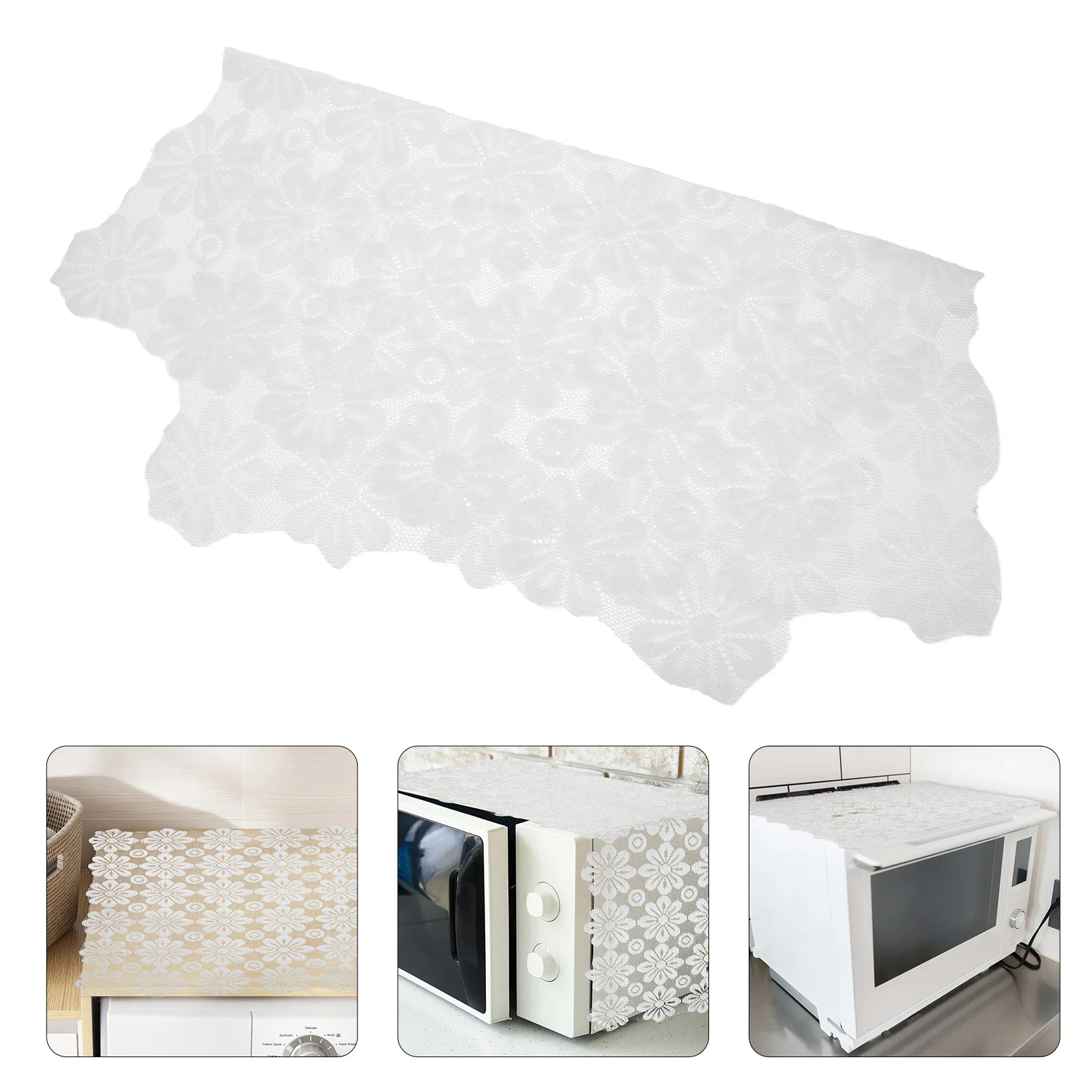 

Lace Hollow Out Tablecloth White Sunflowers Multifunction Microwave Washing Machine Dustproof Cover Piano Furniture Decor
