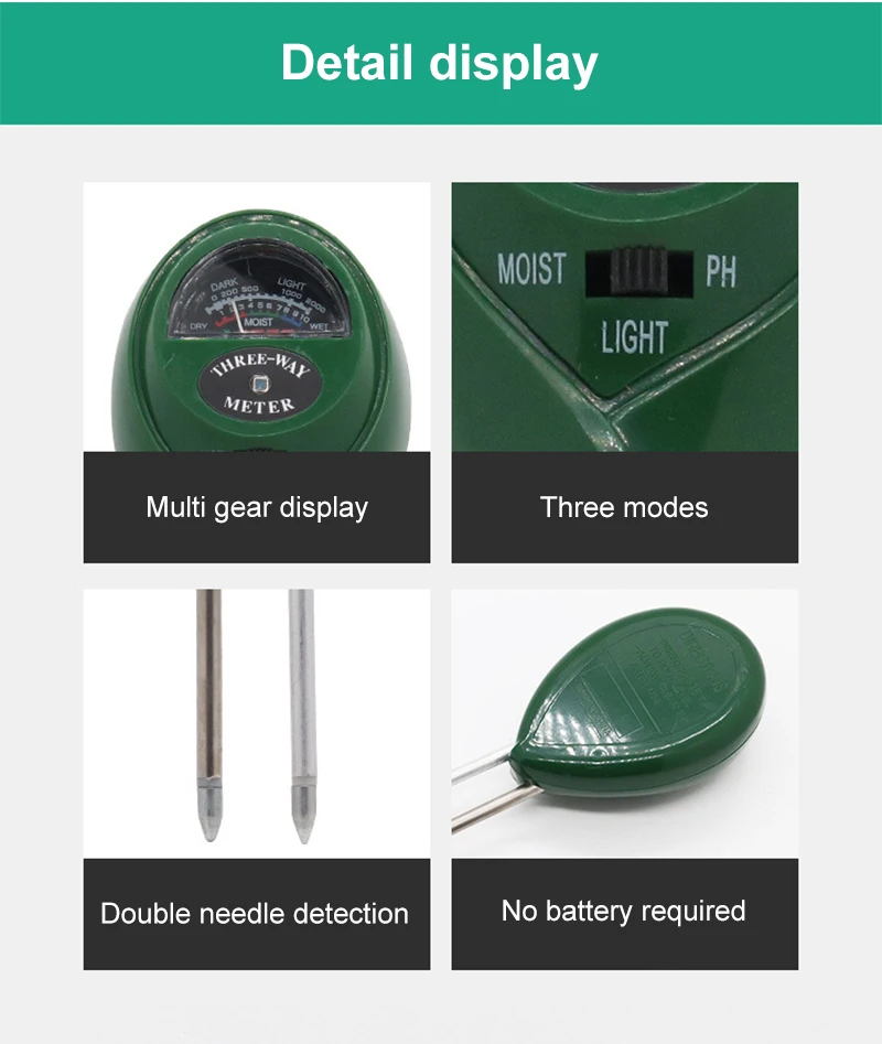 3 In 1soil Tester Soil Environmental Humidity And Light HP Value Measuring Instrument Quick Accurate Portable Testing Instrument