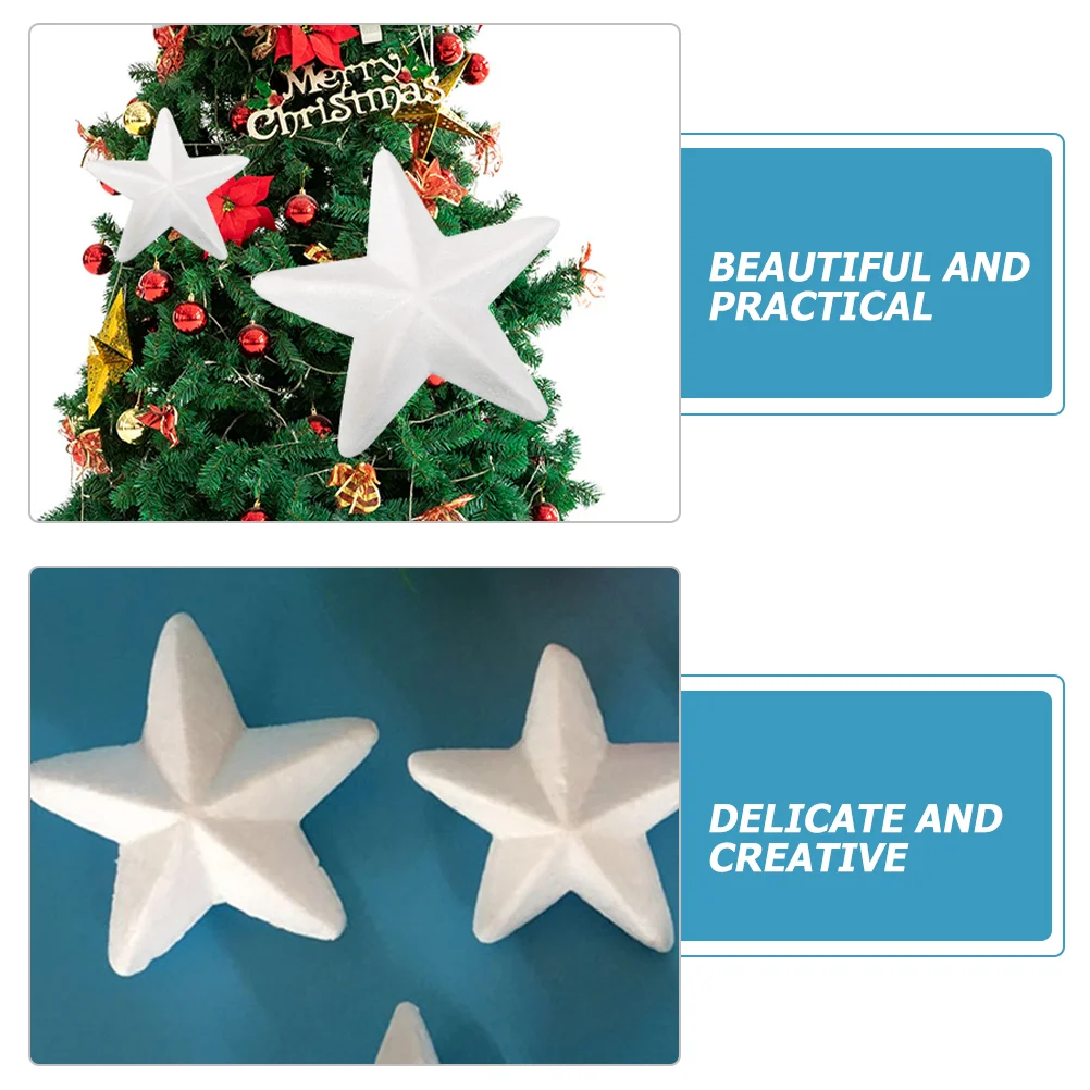 Foam Star Decorations Christmas Tree naments Small White Craft Pentagram Holiday Party Home Wedding Gifts Christmas Stars