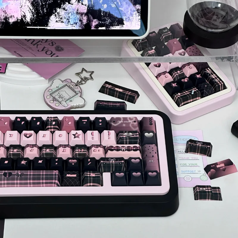 142 مفتاح روك الحبيب أغطية المفاتيح لطيف مفتاح كاب PBT الكرز الشخصي الجانب طباعة Keycap لوحة المفاتيح الميكانيكية Made68 Mad68 Wooting 60
