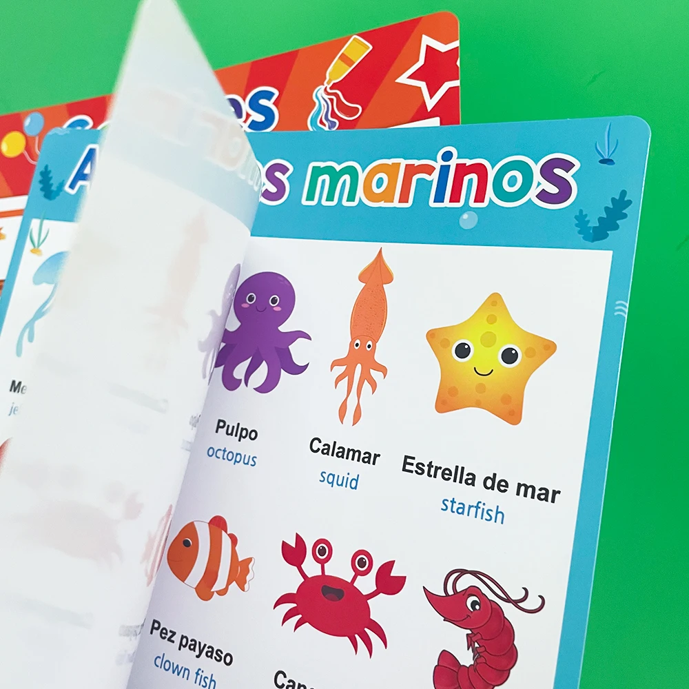 Spanisch-Englisch, zweisprachige Wörter, Lernen, A4-Poster, Diagramme für Kinder, Kindergarten, Klassenzimmer, Dekoration, Lehrer-Lehrmittel – Detail 5