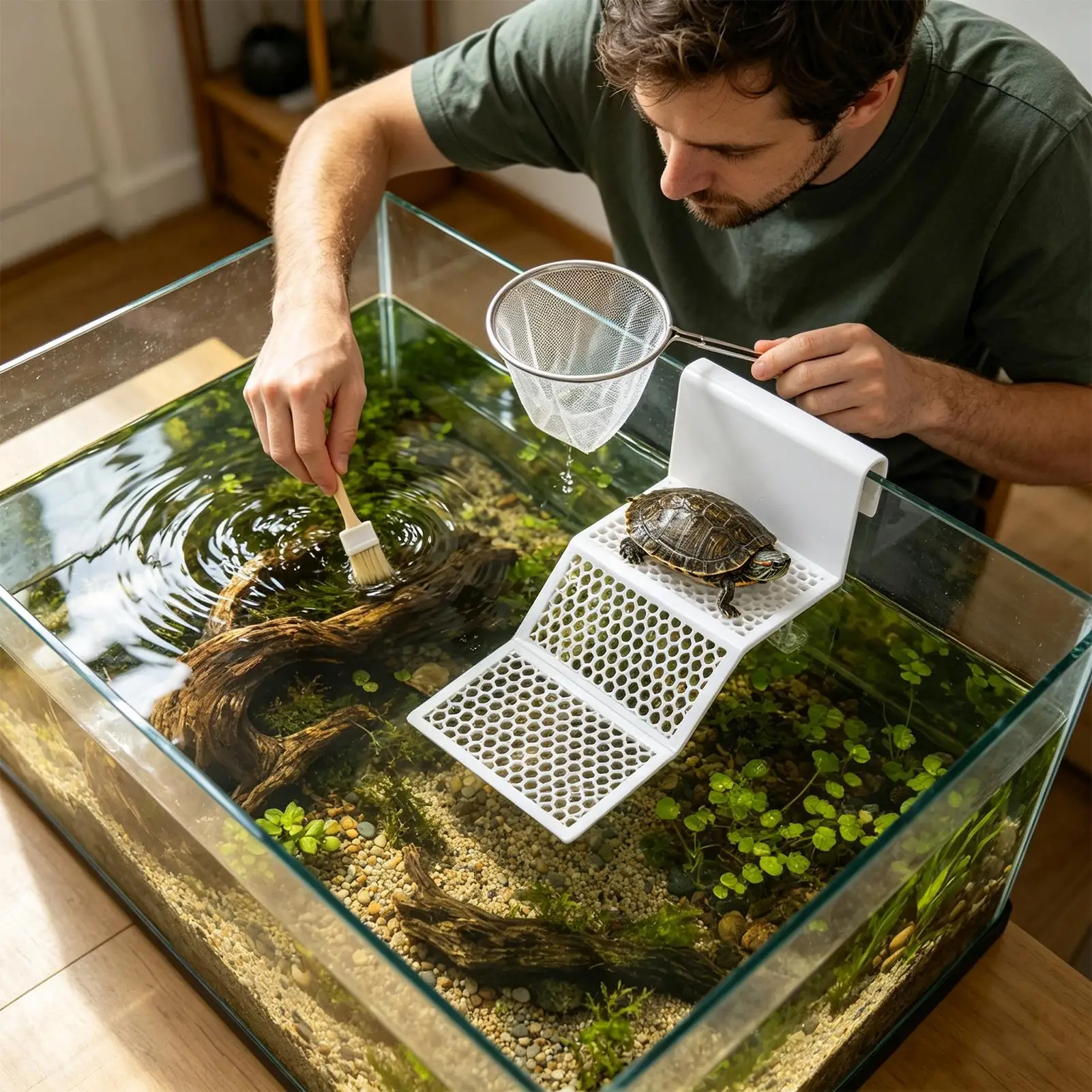 Verstellbare Saugnapf-Schildkröten-Plattformen zum Abkochen, hängende Reptilien-Ruhestätte mit Clip, Aquarium-Rampe für Schildkröten, Frösche, Neptūnsalamander – Detail 5