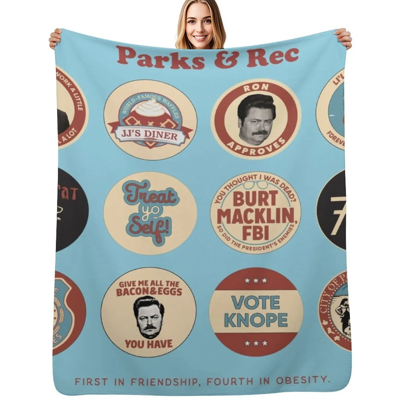 

Parks and Rec Throw Blanket Outdoor Soft Blanket for Picnic Beach Camping