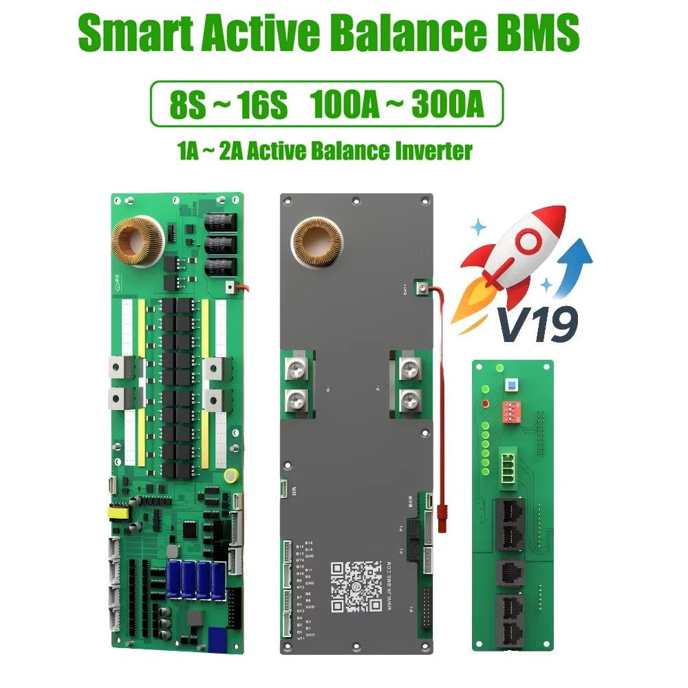 JK BMS 16S 48V Lifepo4 Battery Inverter 1A 2A Active Balance Li-ion 8S 24V 9S 10S 12S 13S 14S 100A 150A 200A RS232 Camping Pack