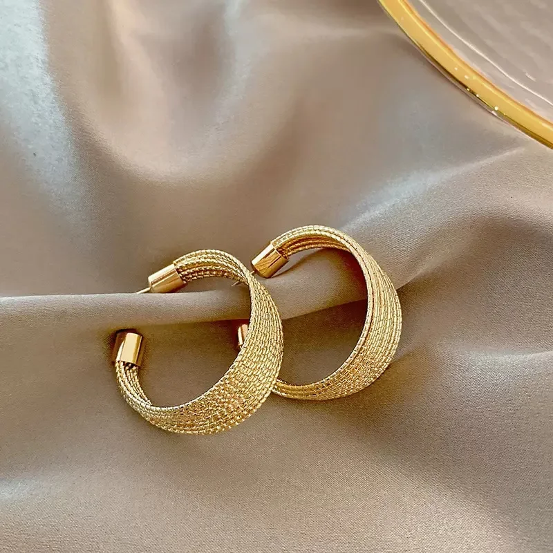 Exaggerated Design Geometry Multi-layered Lines Big Hoop Earrings for Women Luxury Gold Color Drop Dangle Earring Jewelry Gift