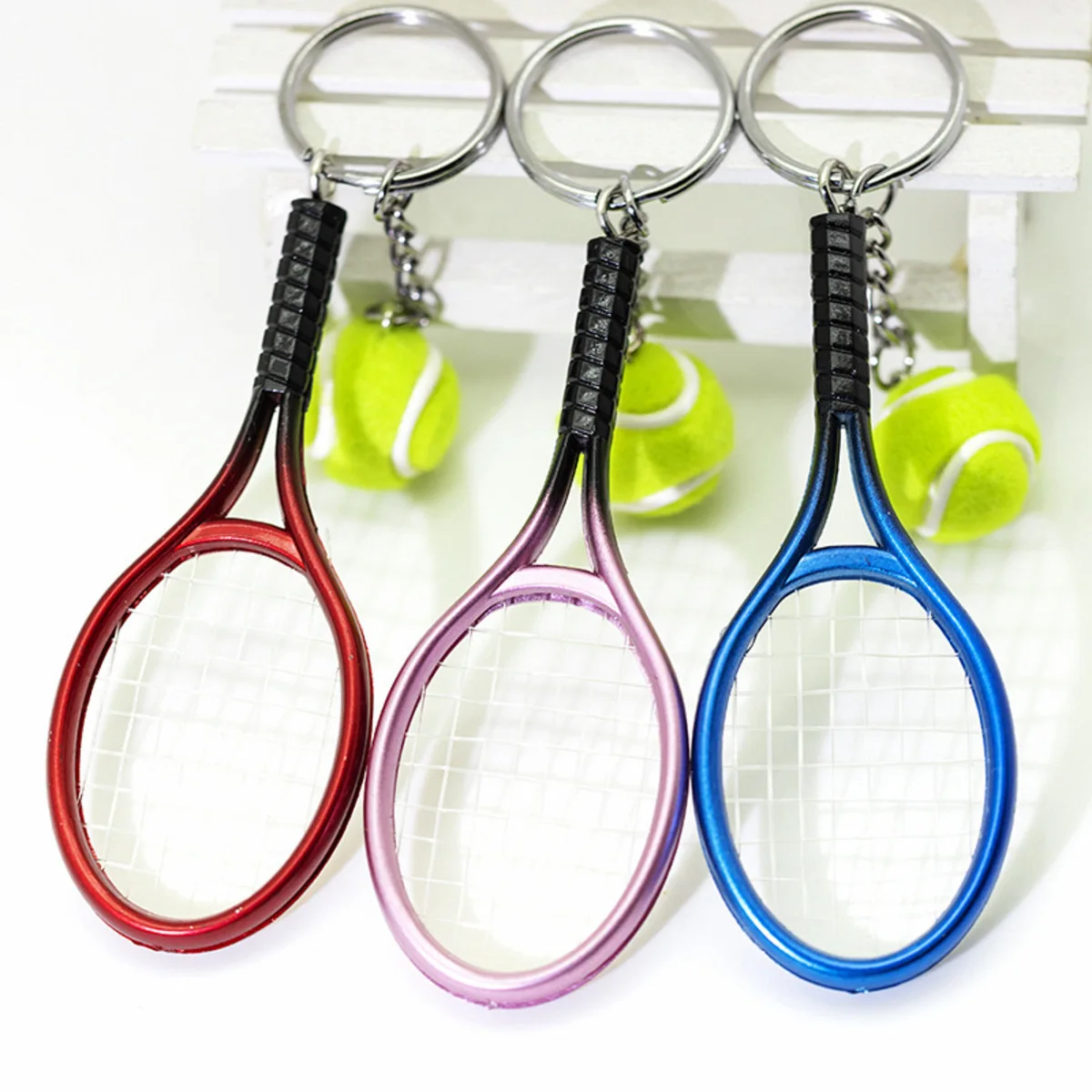 Miniature Realistic Tennis Racket Keychain - Ideal Car Keyring Hanger & Sports Fan Souvenir