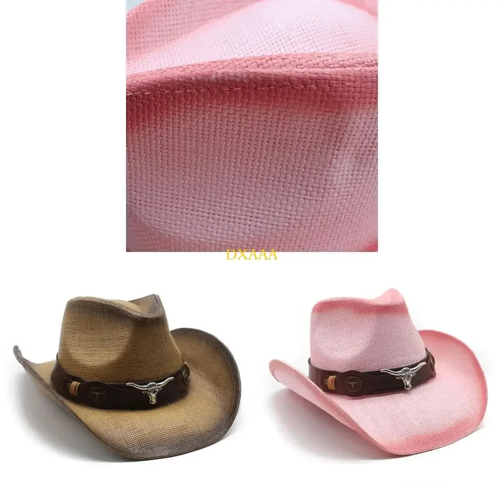 

DXAA Belt Cowboy Hat Wide Brims Sun Hat Spring Beach Hat Adult Headwear