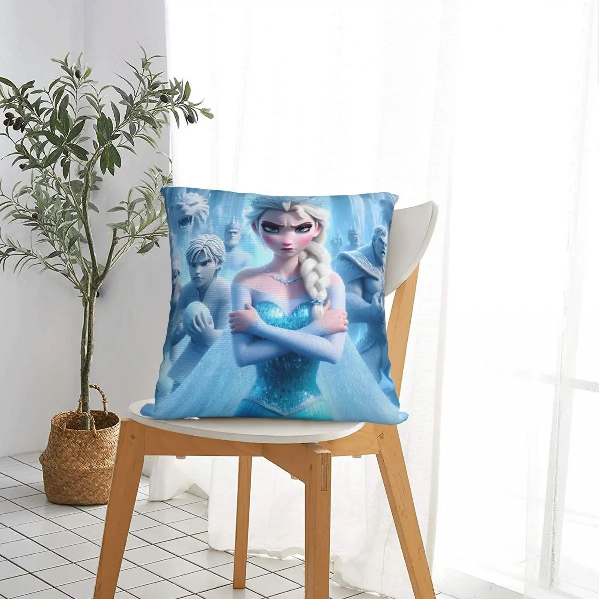 Elsa Cute Cartoon Frozen Square Pillow Case Throw Pillow Fantasy Custom Pillowcover Home Decor