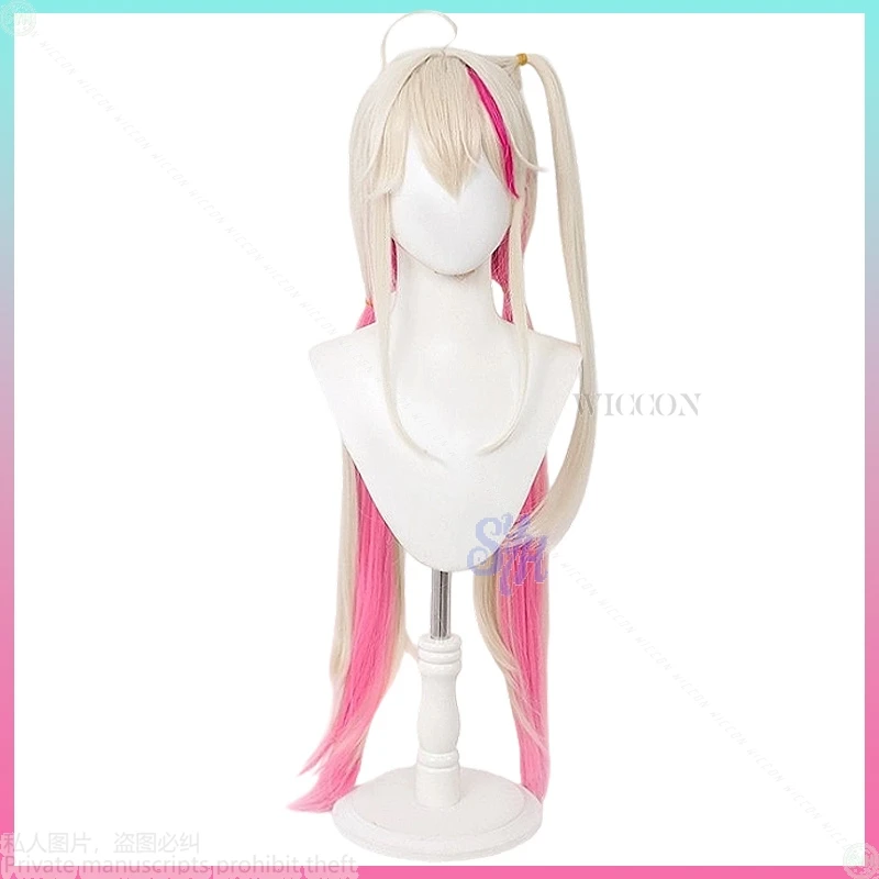 Juego de Cosplay de Jackal, disfraz de Anime de la diosa de la victoria Nikke, peluca larga de color rosa degradado Beige, tocados resistentes al calor para niñas Jirai Kei
