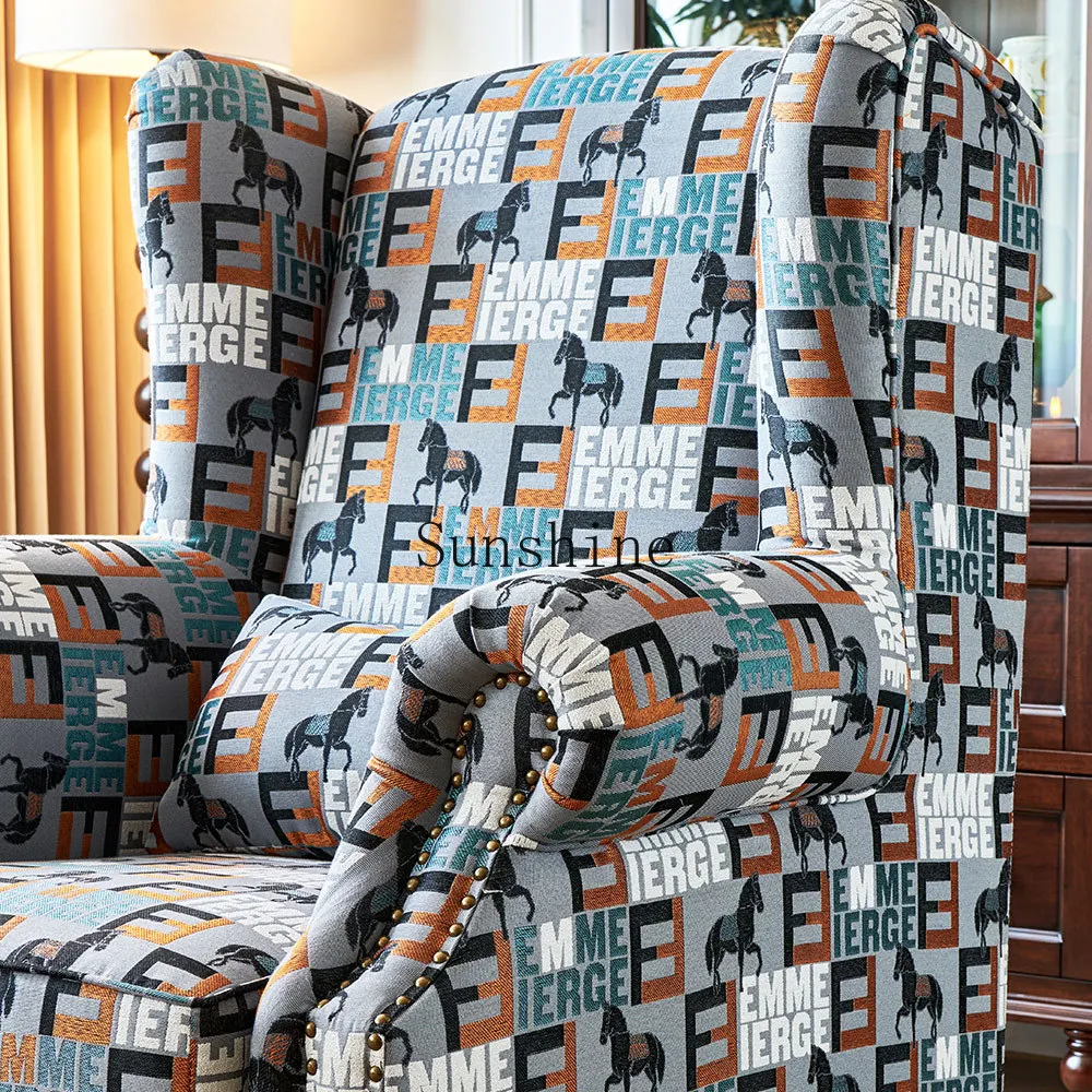 American fabric tiger chair, single sofa retro living room leisure chair