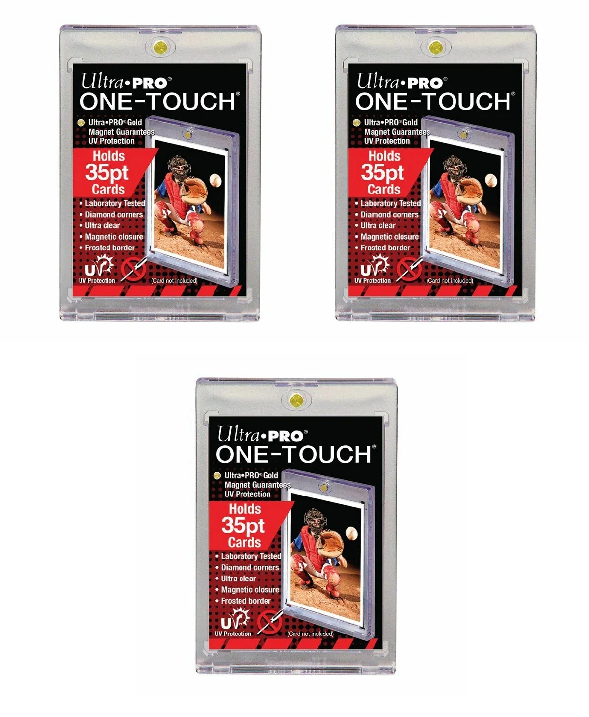 Ultra Pro 35PT ONE-TOUCH Golden Magnetic Guarantees Card Holder Cases - Holds Regular Baseball, Football, Hockey, MTG Cards