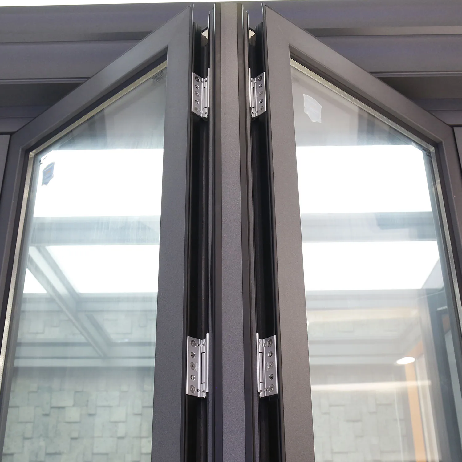 Accordion Type Folding Door Outdoor Multi Locking Folding Patio Doors Exterior Vertical Bi Folding Aluminum Doors