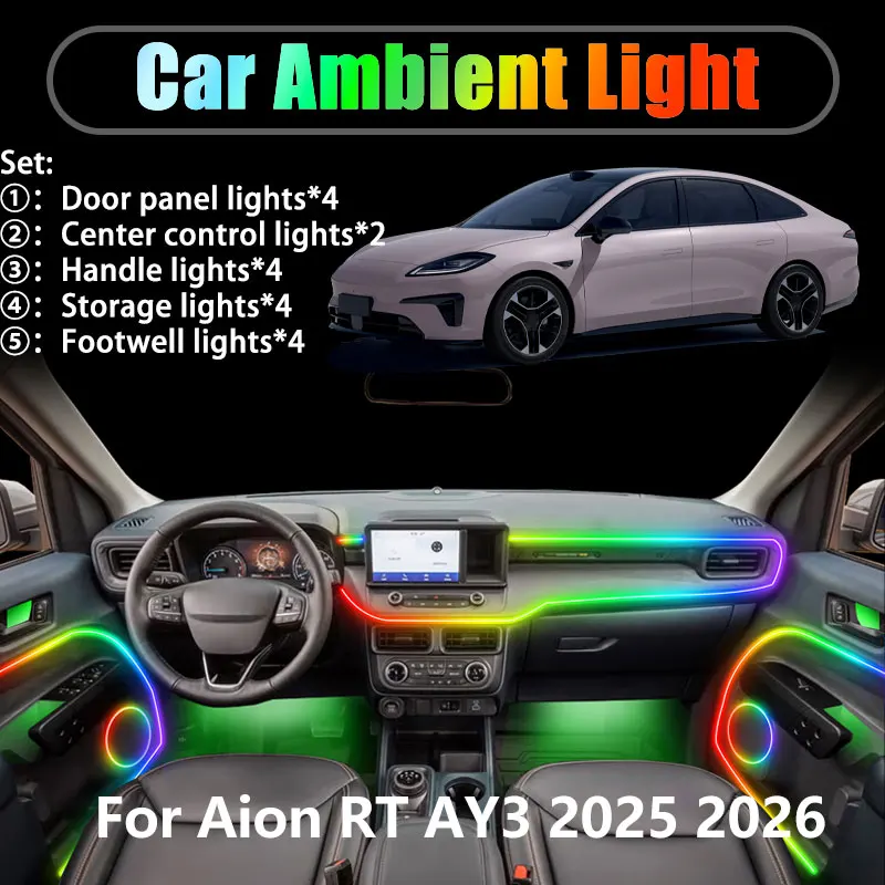 

Для Aion RT AY3 2025 2026 GAC 2/18 в 1, автомобильное окружающее освещение, светодиодный багажник, внутренние светодиодные фонари, USB RGB, ансамбль, стример, автозапчасти