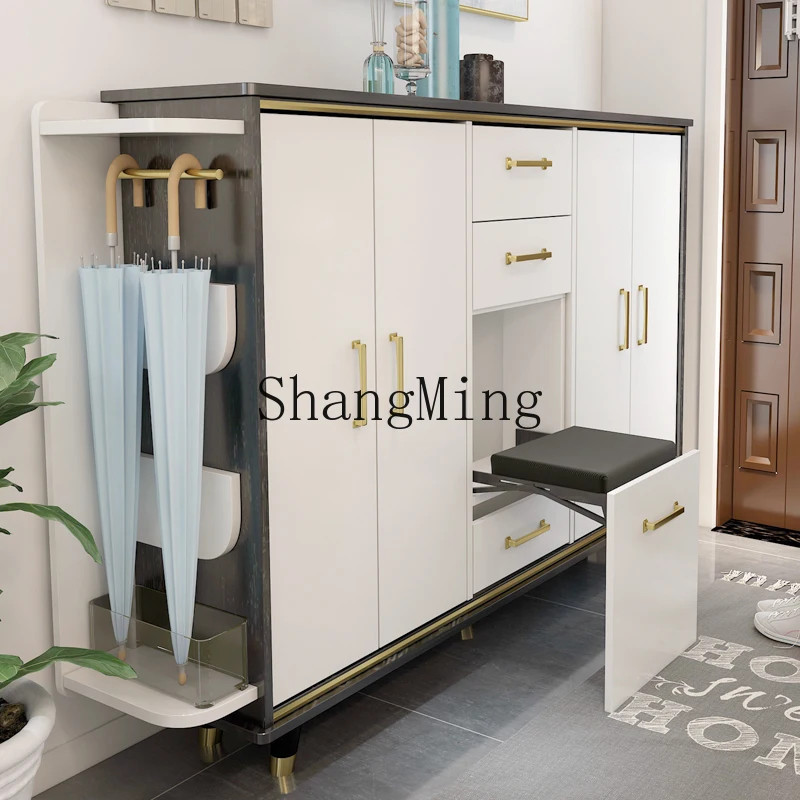 CL Entryway Solid Wood Multi-layer Shoe Cabinet Home Doorway Hallway Large Capacity Storage Cabinet