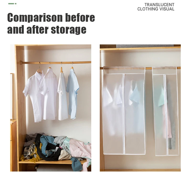 New Clothes Hanging Dust Cover Dress Suit Coat Transparent Storage Bag Case Organizer Wardrobe Dress Clothing Hanging Dust Cover